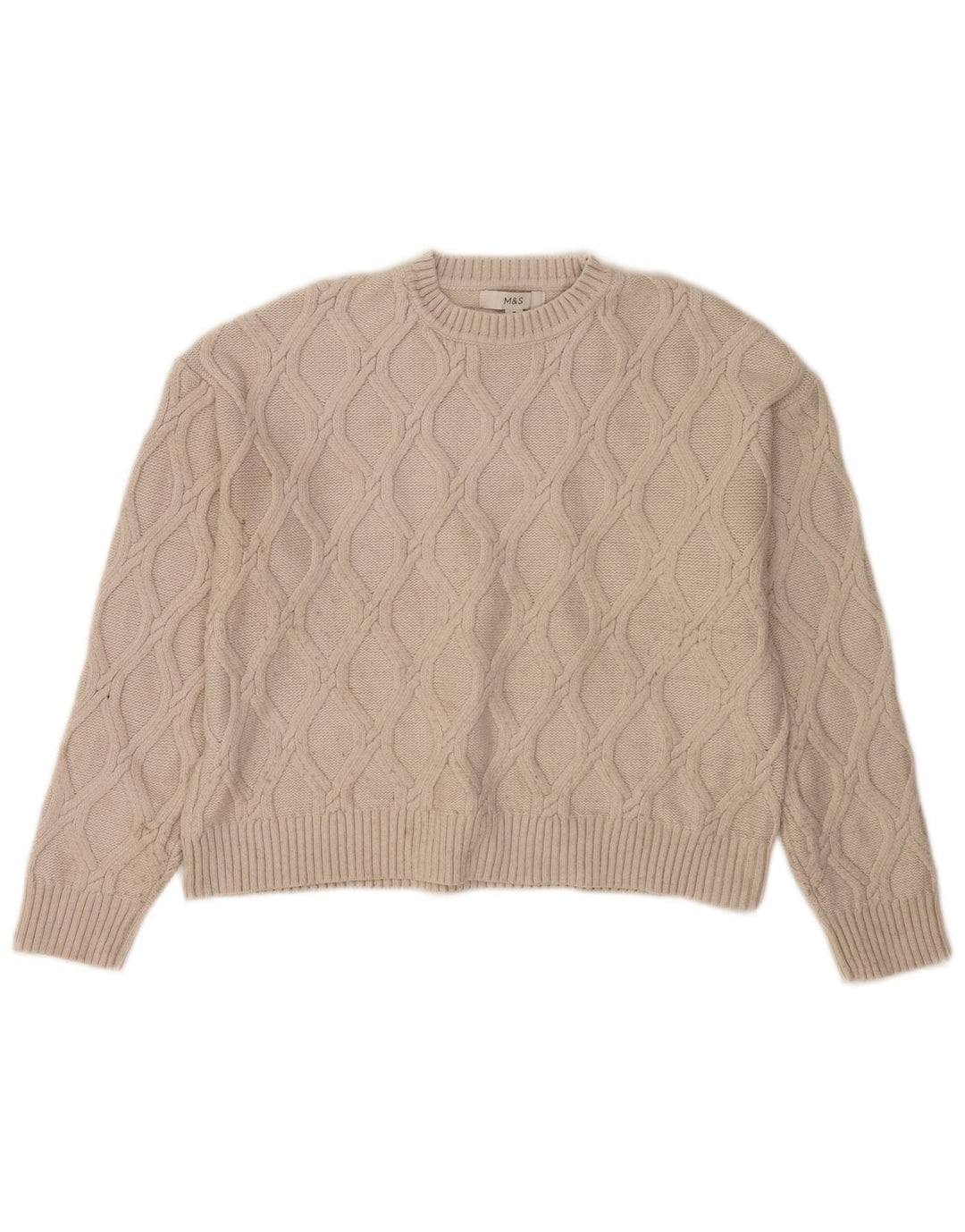 Pulover pentru femei Marks & Spencer Crop Crew Deck Pulover UK 14 Medium Bej