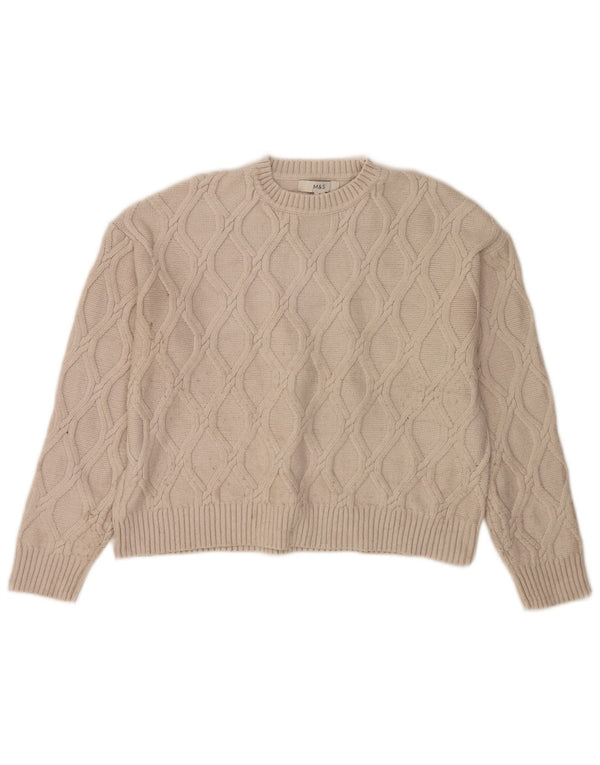 Pulover pentru femei Marks & Spencer Crop Crew Deck Pulover UK 14 Medium Bej