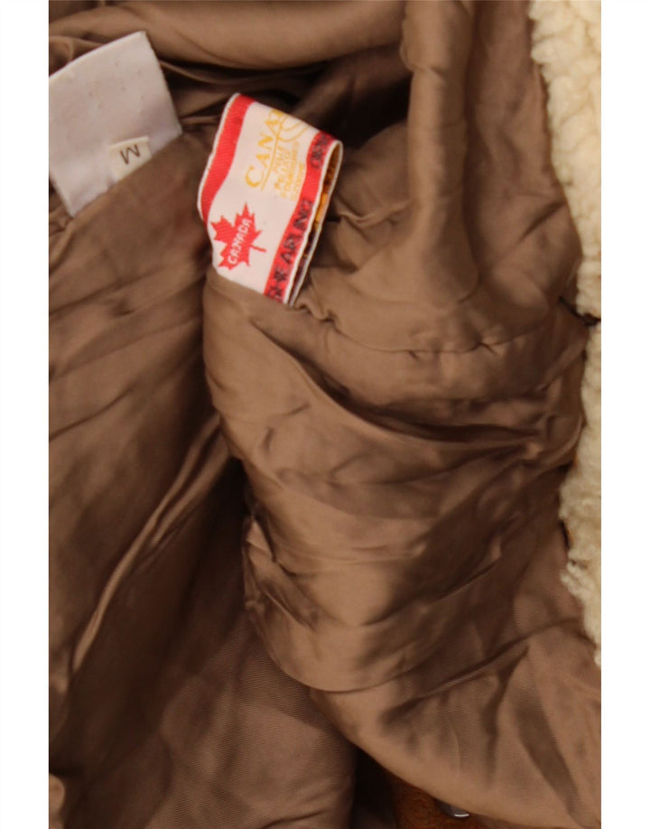 Palton supradimensionat din shearling vintage pentru femei UK 14 Bej mediu