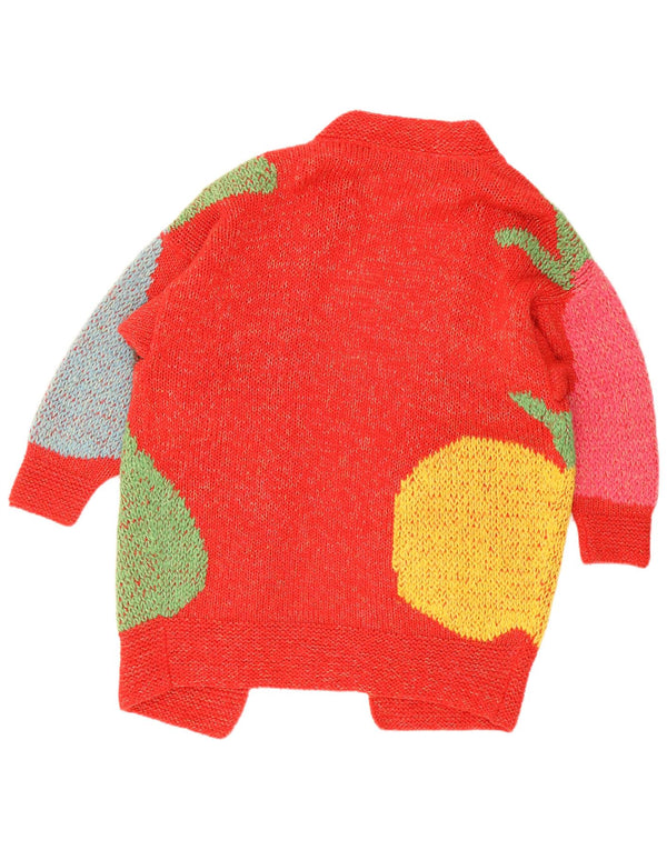 Enrico Coveri Pulover cardigan grafic cu paragate pentru femei UK 14 Large Red