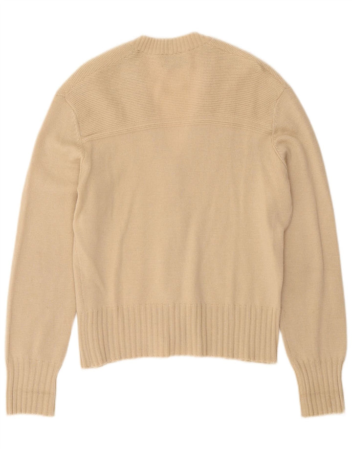 Luisa Spagnoli Pulover Cardigan Femei UK 12 Medium Bej Lână