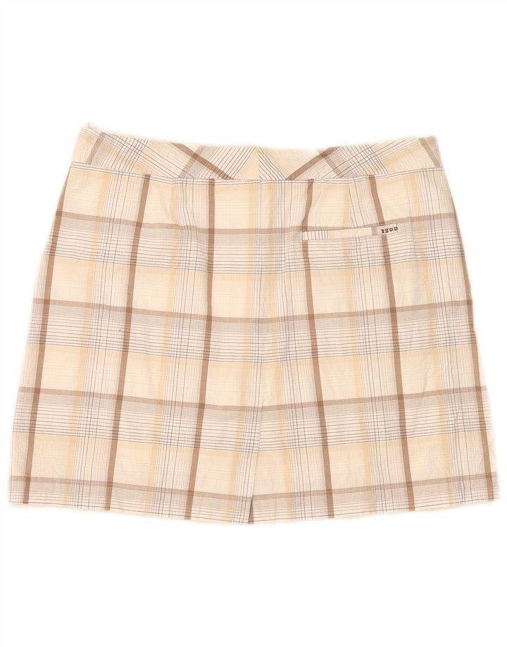 Fusta mini stretch pentru femei Izod US 8 Medium W32 Beige Check Bumbac