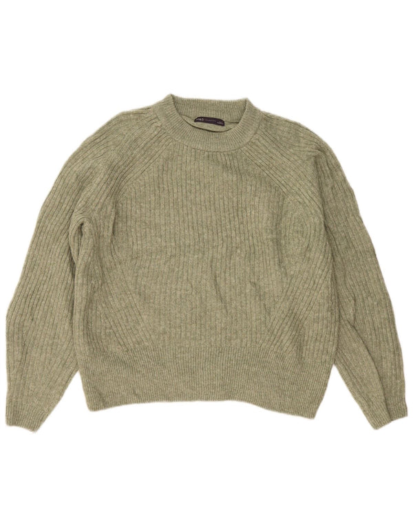 Pulover pentru femei Marks & Spencer cu decolteu triplu UK 16 mare, verde acrilic