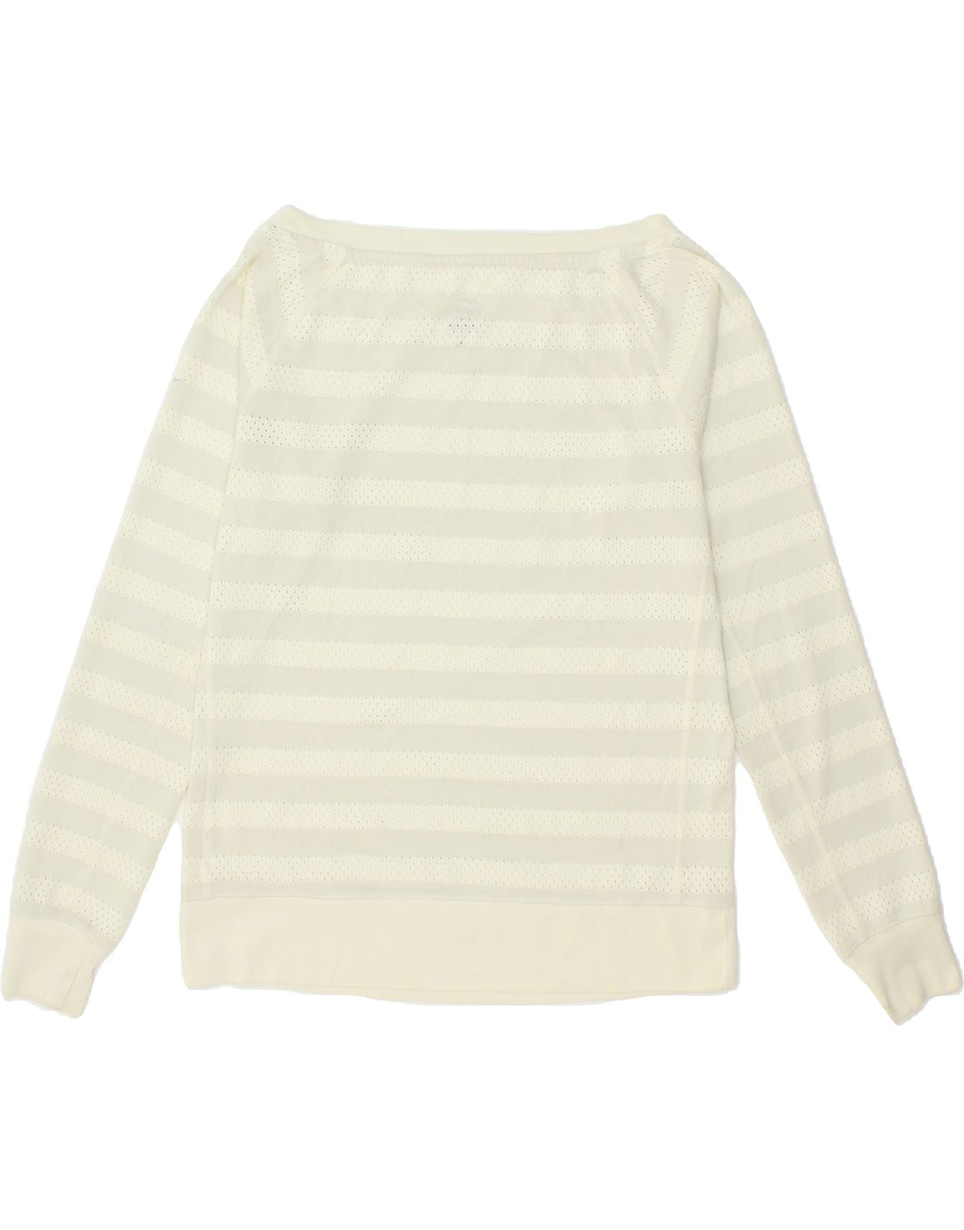 NIKE Womens Dri Fit Sweatshirt Jumper UK 14 Medium White Striped Vintage Nike and Second-Hand Nike from Messina Hembry 