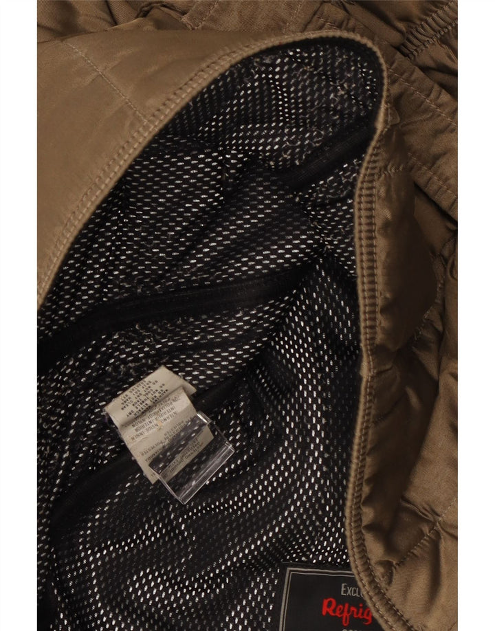 Jachetă matlasată cu glugă pentru femei Refrigiwear UK 14 Maro mediu Poliamidă