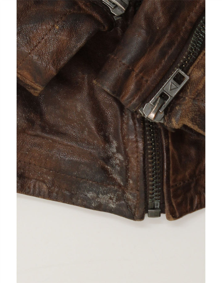 Jachetă de piele pentru bărbați Be Edgy UK 40, maro, piele mare