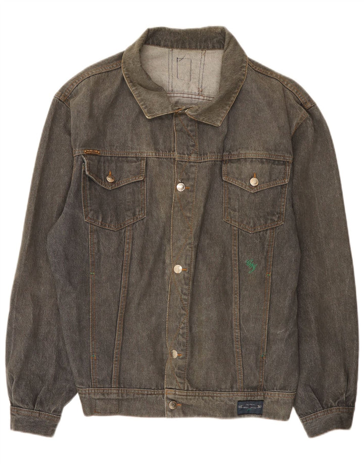 Jachetă vintage pentru bărbați din denim UK 40 mare, gri bumbac