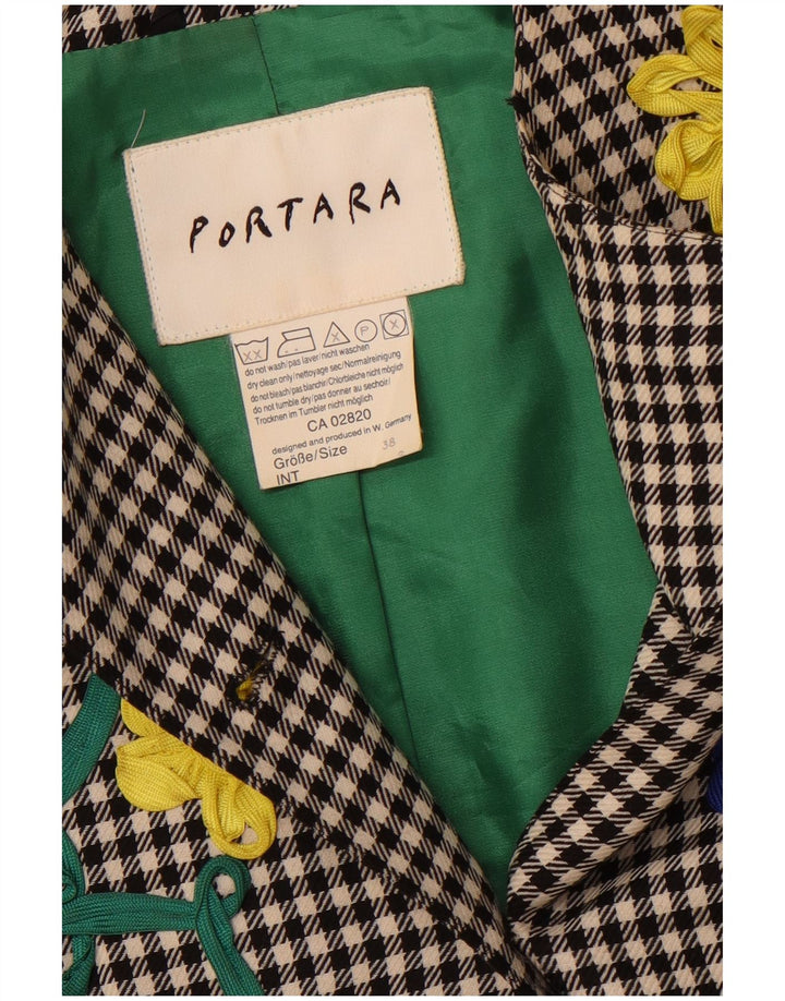 PORTARA Jachetă Blazer Crop 5 Buttons pentru femei EU 38 Medium Black Check