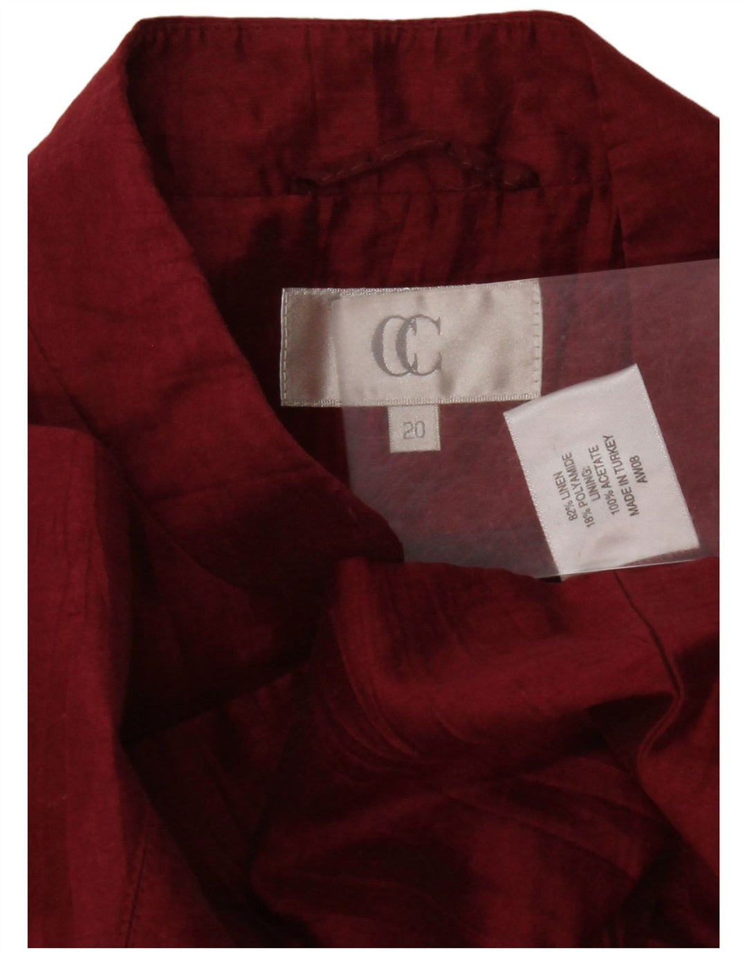 Jachetă CC pentru femei cu 1 nasture, UK 20 2XL, in burgundy