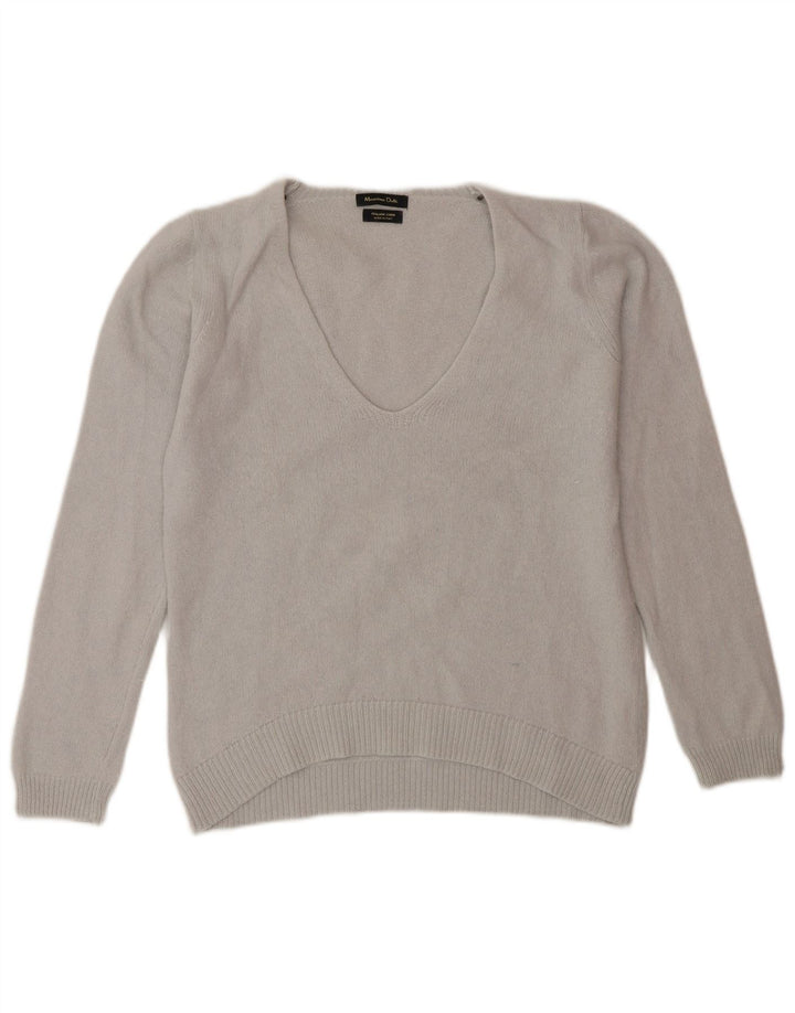 Pulover cu decolteu în V Massimo Dutti pentru femei UK 12, gri mediu