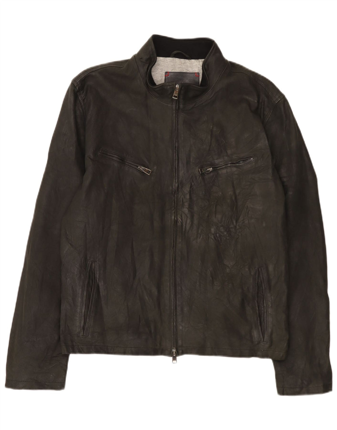 Jachetă de piele vintage pentru bărbați UK 38 Medium Black Leather