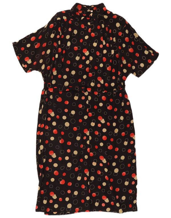 Rochie cămașă supradimensionată pentru femei vintage cu mâneci scurte UK 16, mare, cu pete negre