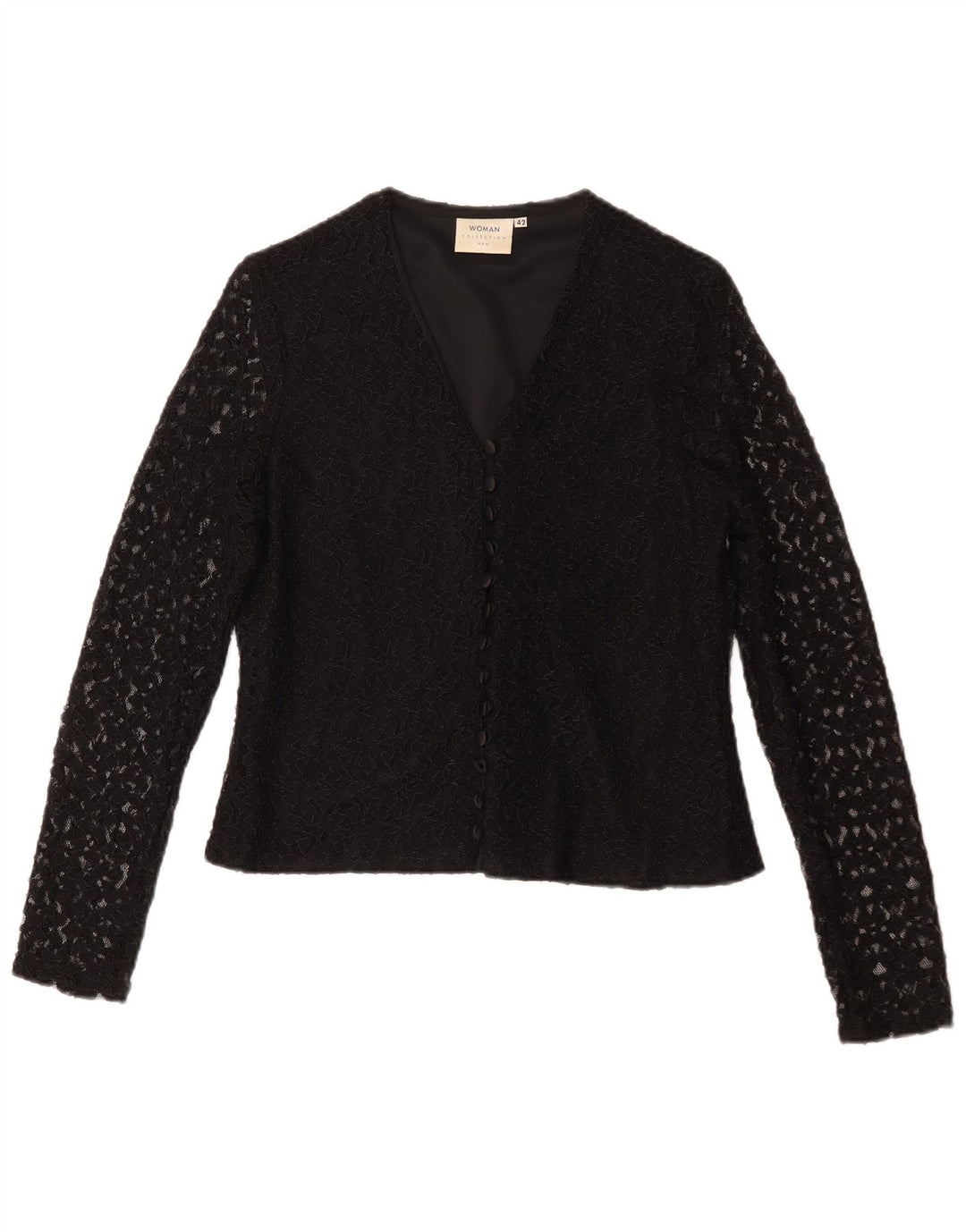 Bluză cămașă pentru femei H&M IT 42 Medium Black Floral Nylon