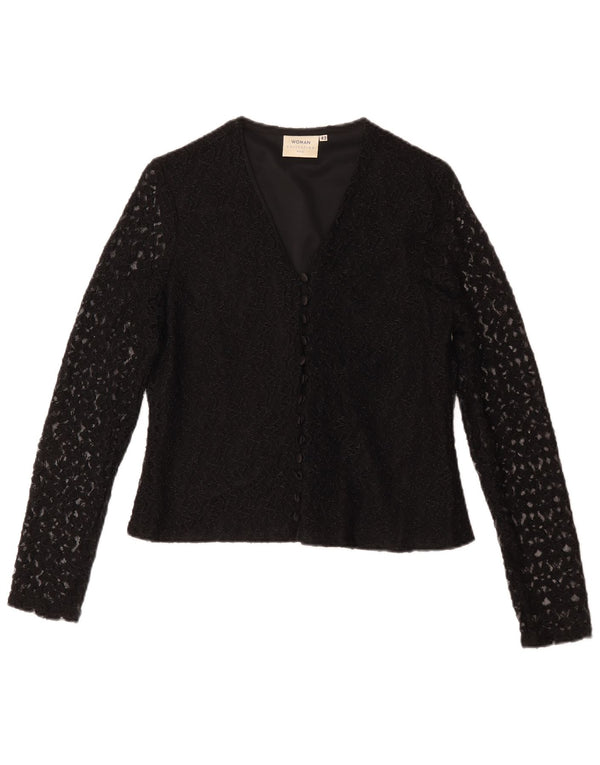 Bluză cămașă pentru femei H&M IT 42 Medium Black Floral Nylon