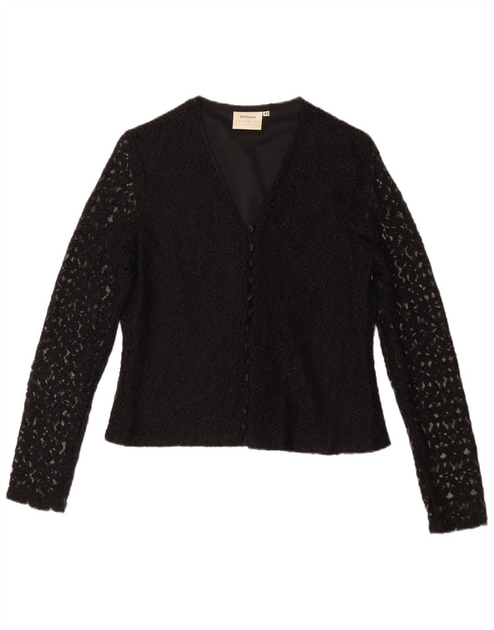 Bluză cămașă pentru femei H&M IT 42 Medium Black Floral Nylon