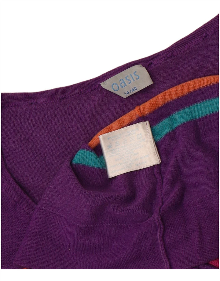 Pulover cu decolteu în V Oasis pentru femei UK 14, viscoză medie multicoloră