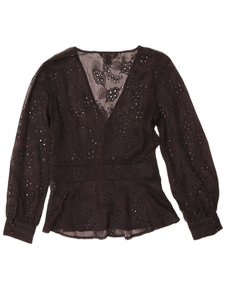 Bluză cămașă pentru femei Lipsy UK 10 Poliester floral negru mic