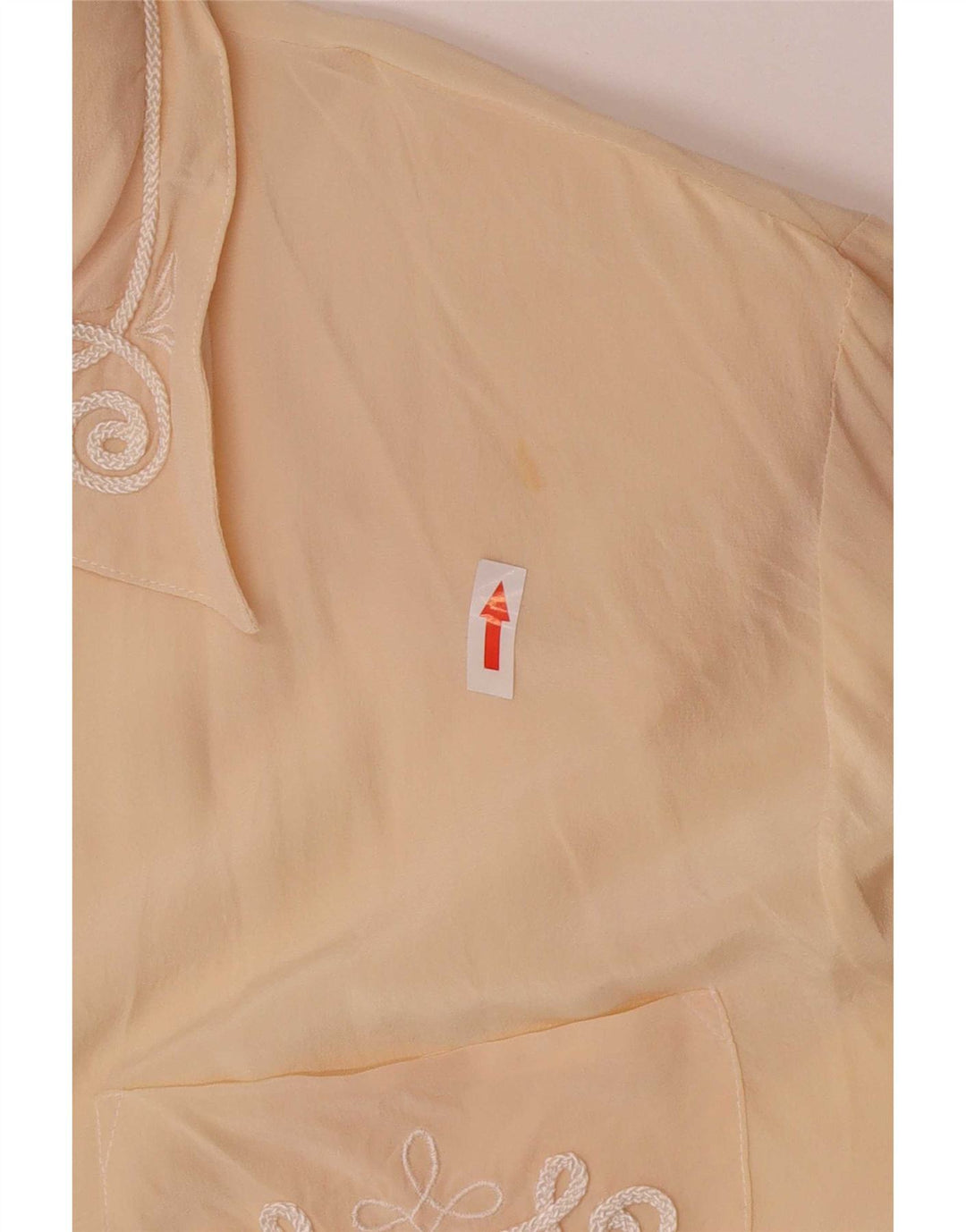 Bluză de cămașă obișnuită pentru femei vintage UK 14 mare, bej, mătase