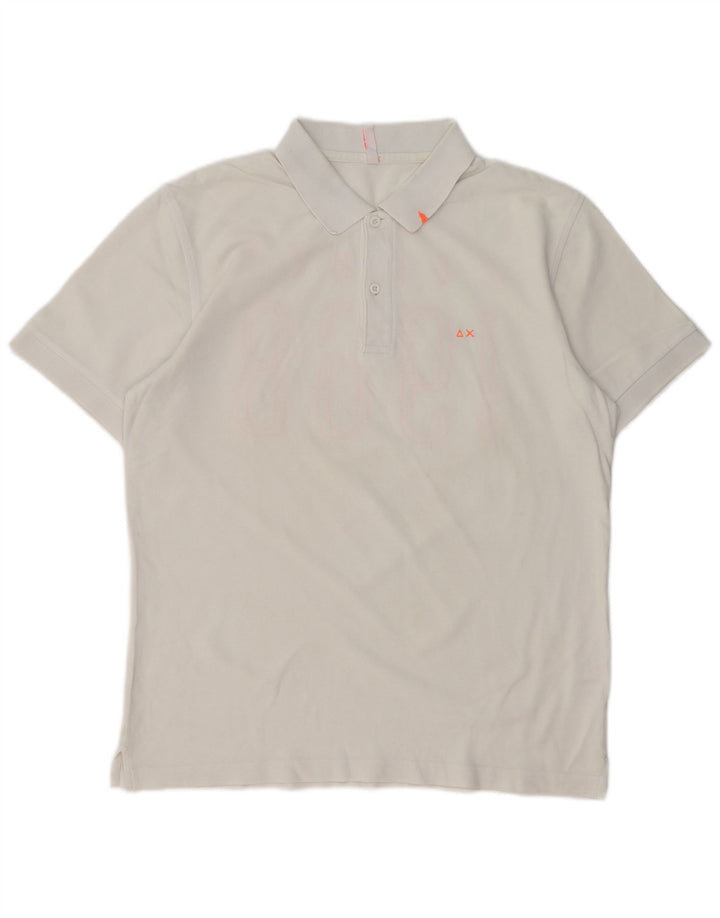 SUN68 Tricou polo cu grafică pentru bărbați, mare, alb, din bumbac