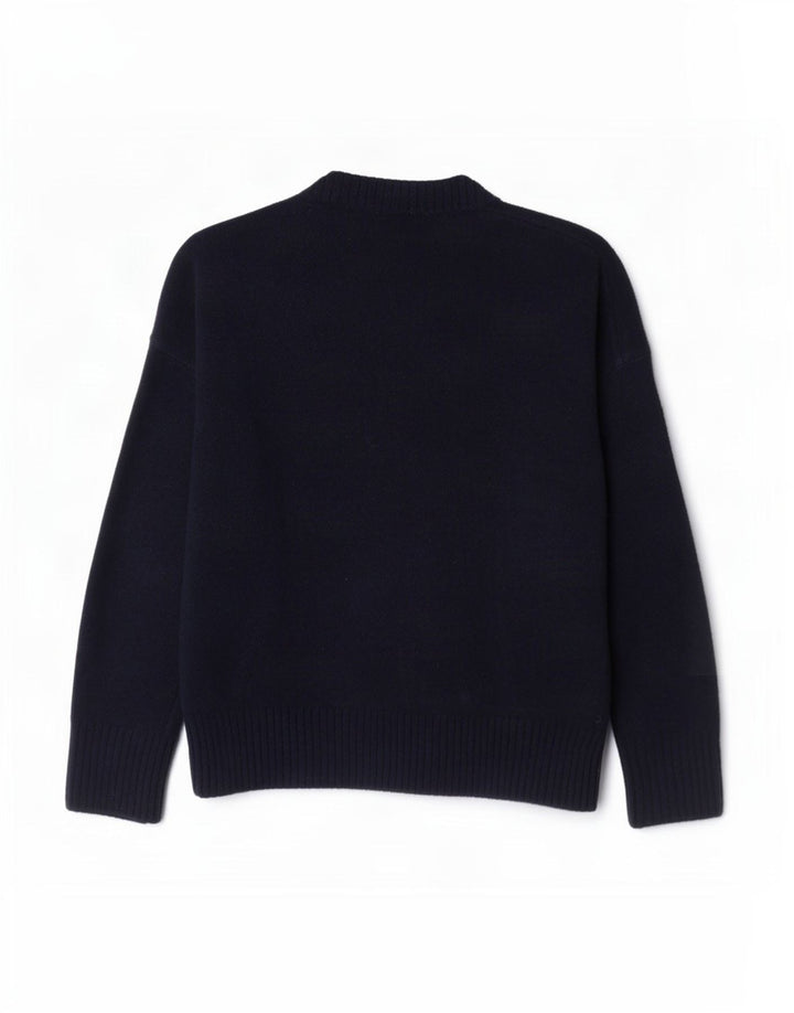Pulover supradimensionat pentru femei Zara, cu decolteu triplu, UK 10 Mic, bleumarin