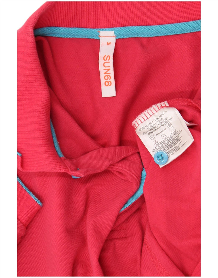 Tricou polo Sun68 pentru bărbați, bumbac roz mediu