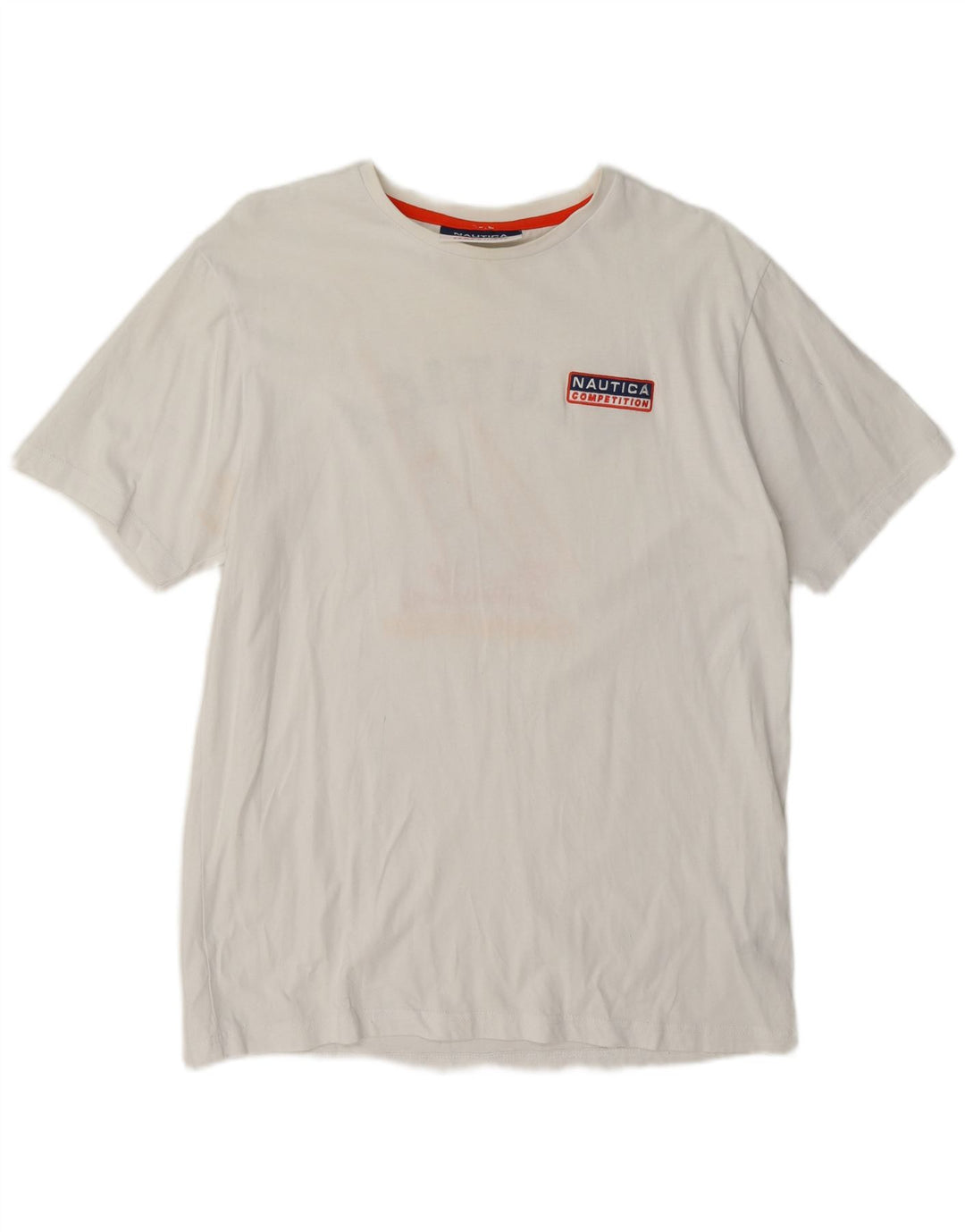 Nautica Mens Graphic T-Shirt Top Large White Cotton
