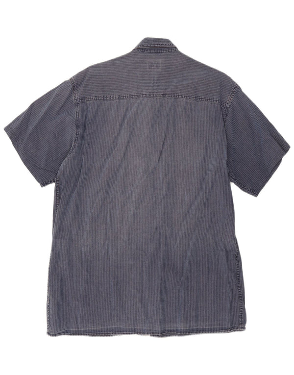 Cămașă cu mânecă scurtă pentru bărbați Calvin Klein Jeans XL bleumarin cu dungi