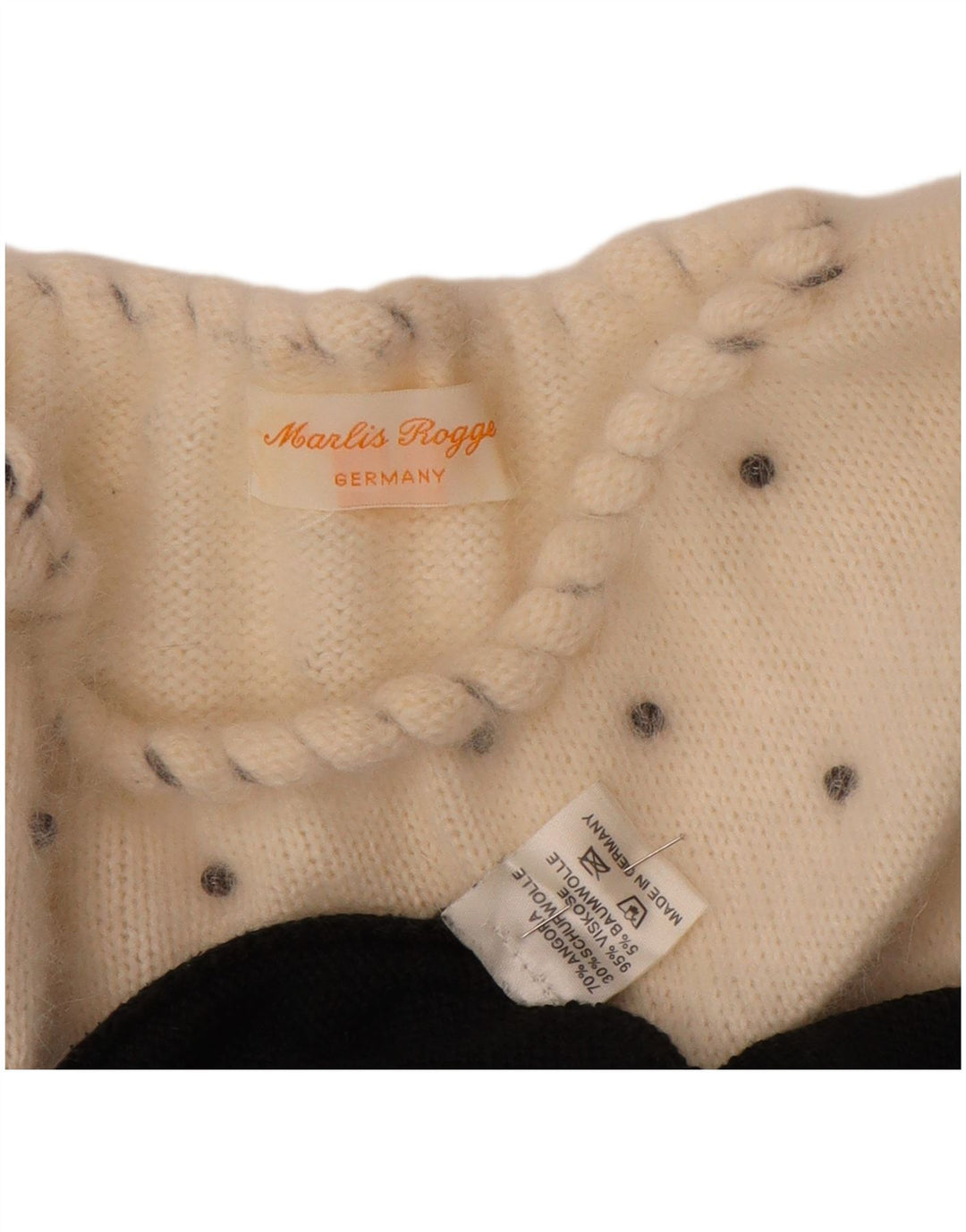 Pulover VINTAGE pentru femei cu gâtul cu barca UK 14 Medium Black Colorblock