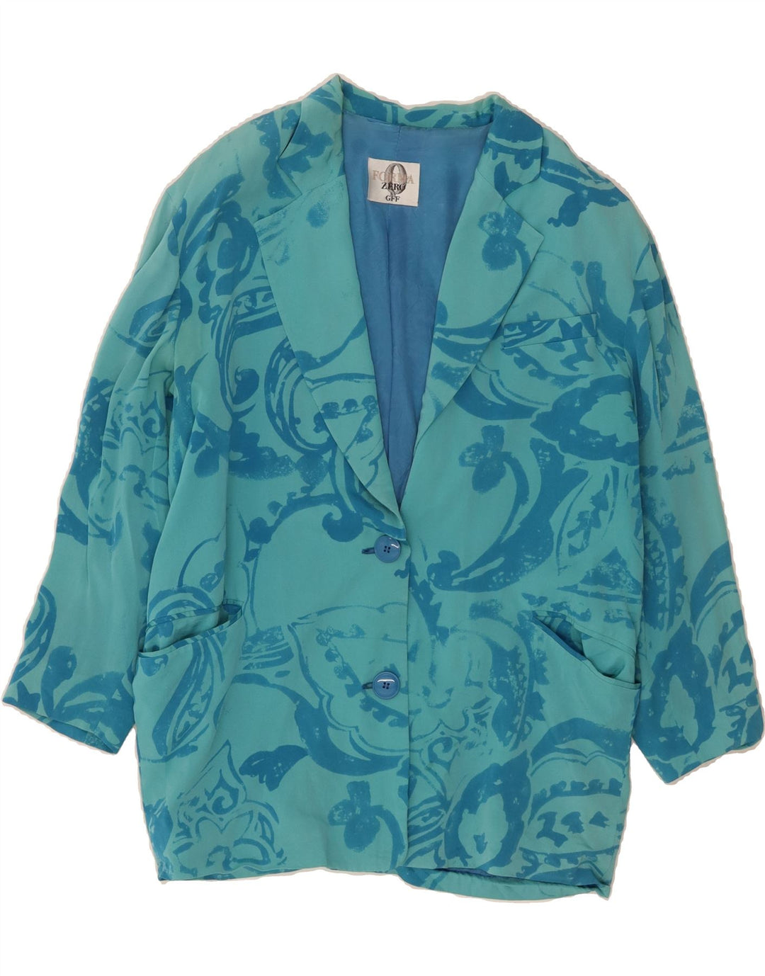 GIANFRANCO FERRE Womens 2 Button Blazer Jacket UK 16 Large Blue Paisley Vintage Gianfranco Ferre and Second-Hand Gianfranco Ferre from Messina Hembry 