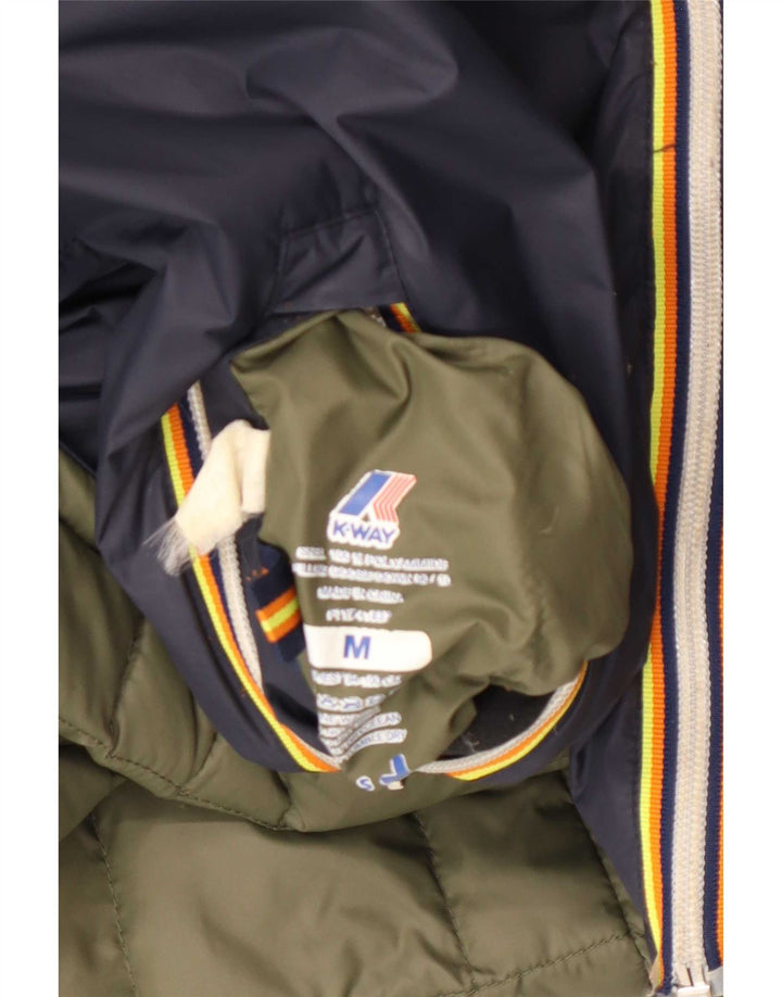 Jachetă căptușită reversibilă cu glugă K-Way pentru femei UK 14 Medium Bleumarin