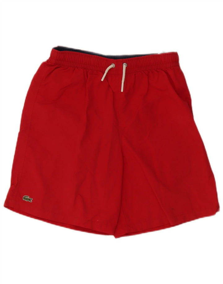 Pantaloni scurti de baie Lacoste pentru baieti 13-14 ani poliamida rosie