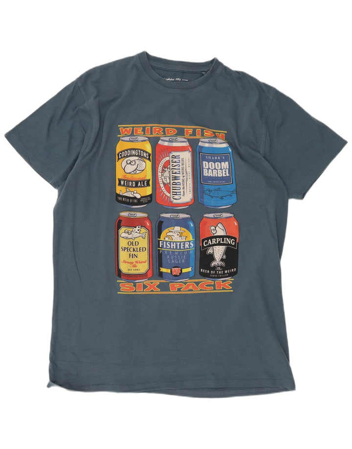 Tricou grafic pentru bărbați Weird Fish Top, bumbac albastru mediu