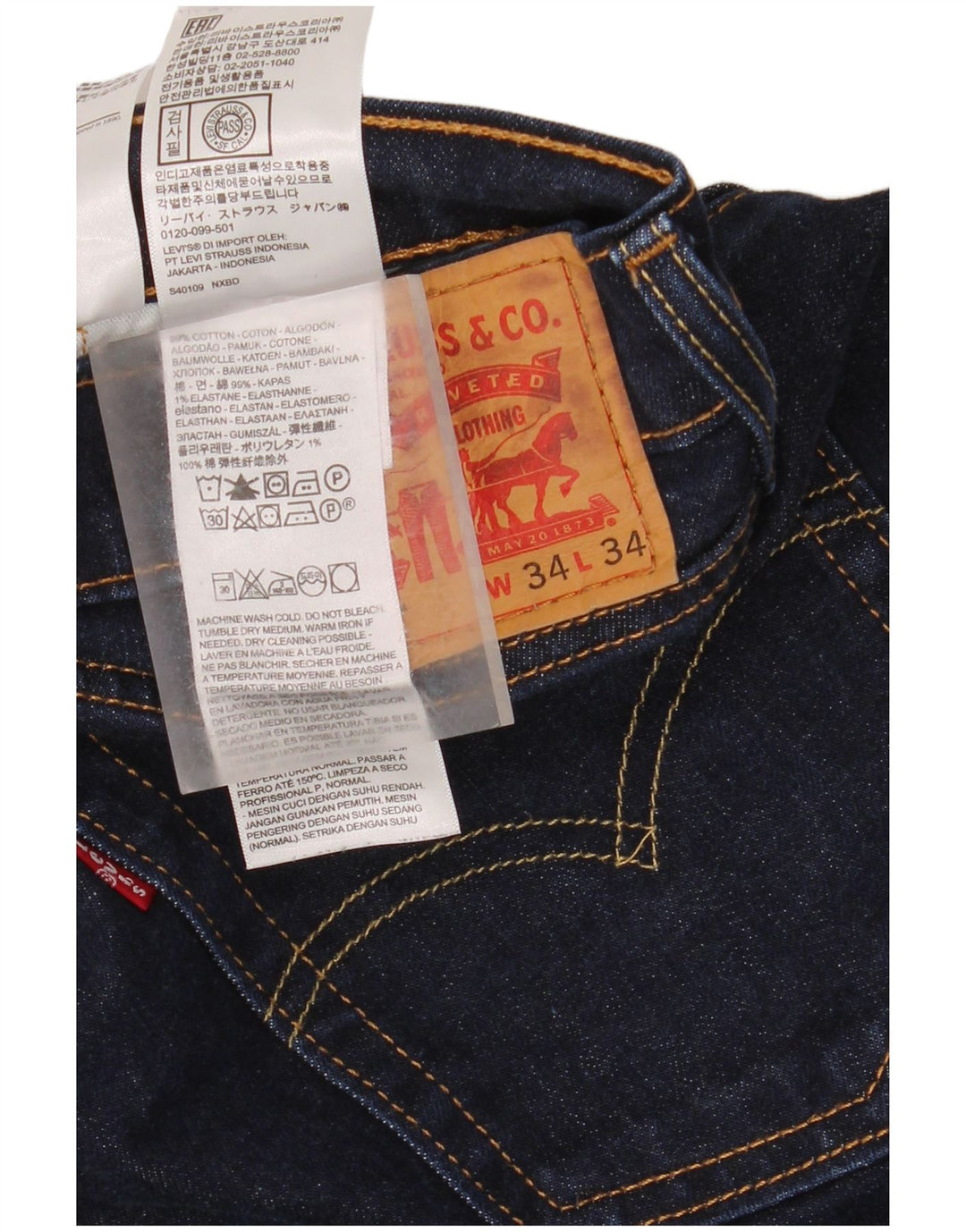 Blugi drepti pentru bărbați Levi's 514 W34 L34 bumbac bleumarin