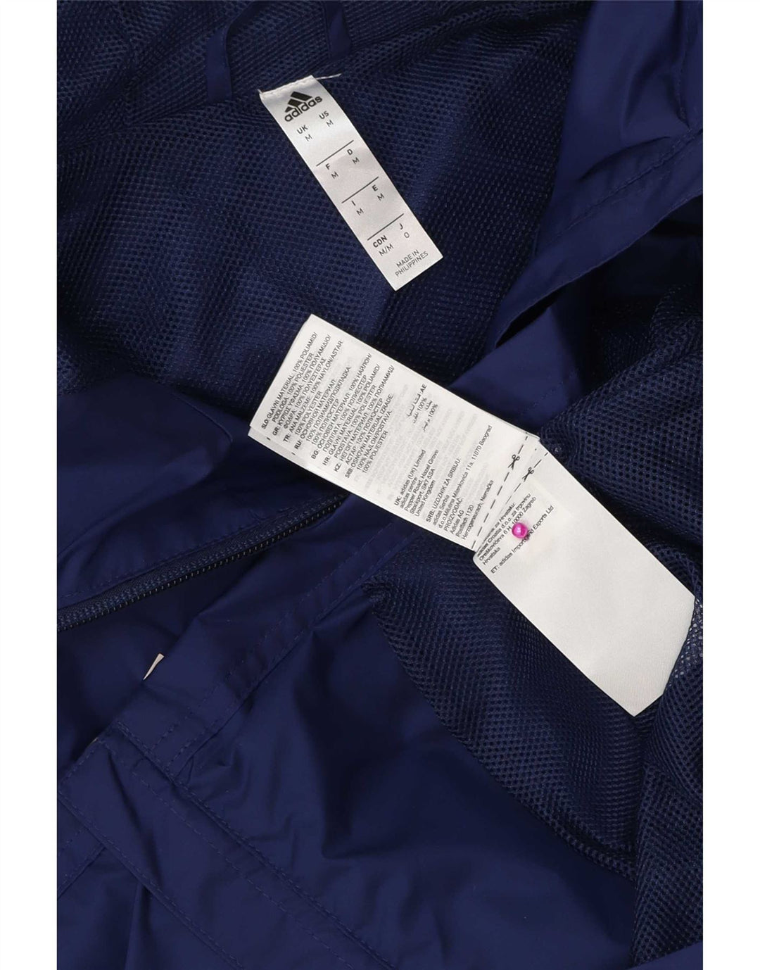 Jachetă de ploaie cu glugă grafică Adidas pentru bărbați Marea Britanie 38 Poliester mediu albastru bleumarin