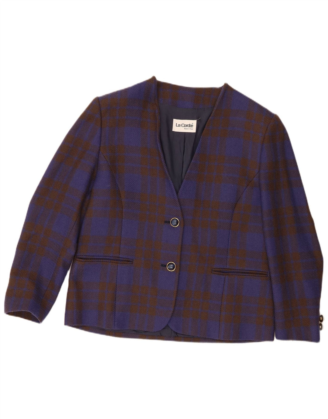 Jachetă pentru femei La Cordee, cu 2 nasturi, cu 2 nasturi, 14, Medium Blue Check