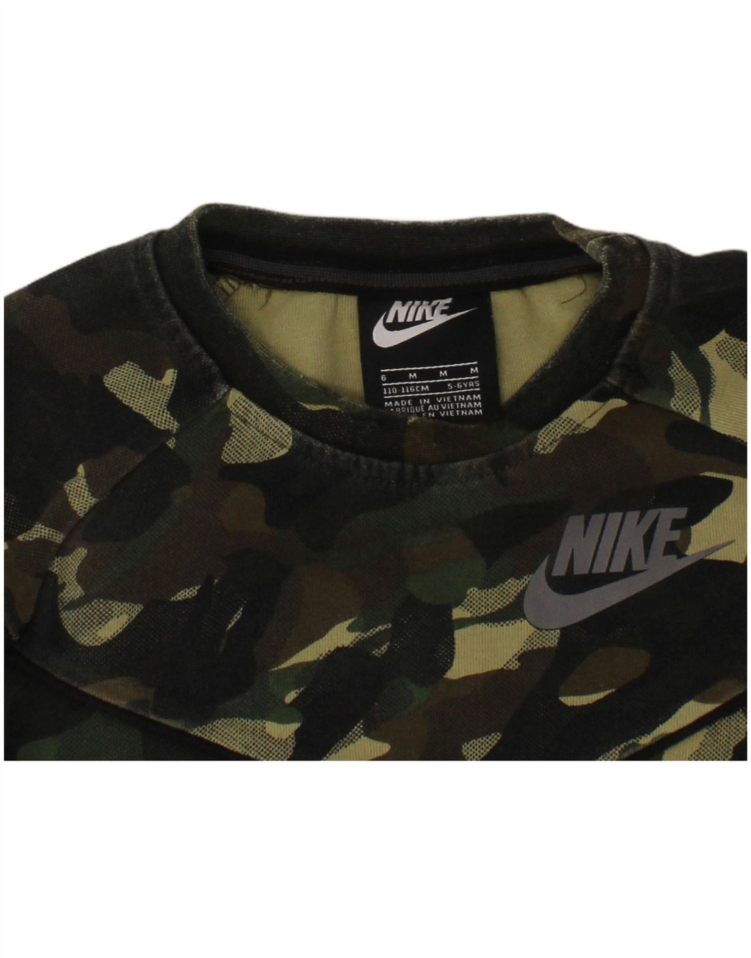Pulover grafic pentru băieți NIKE 5-6 ani Camuflaj verde mediu