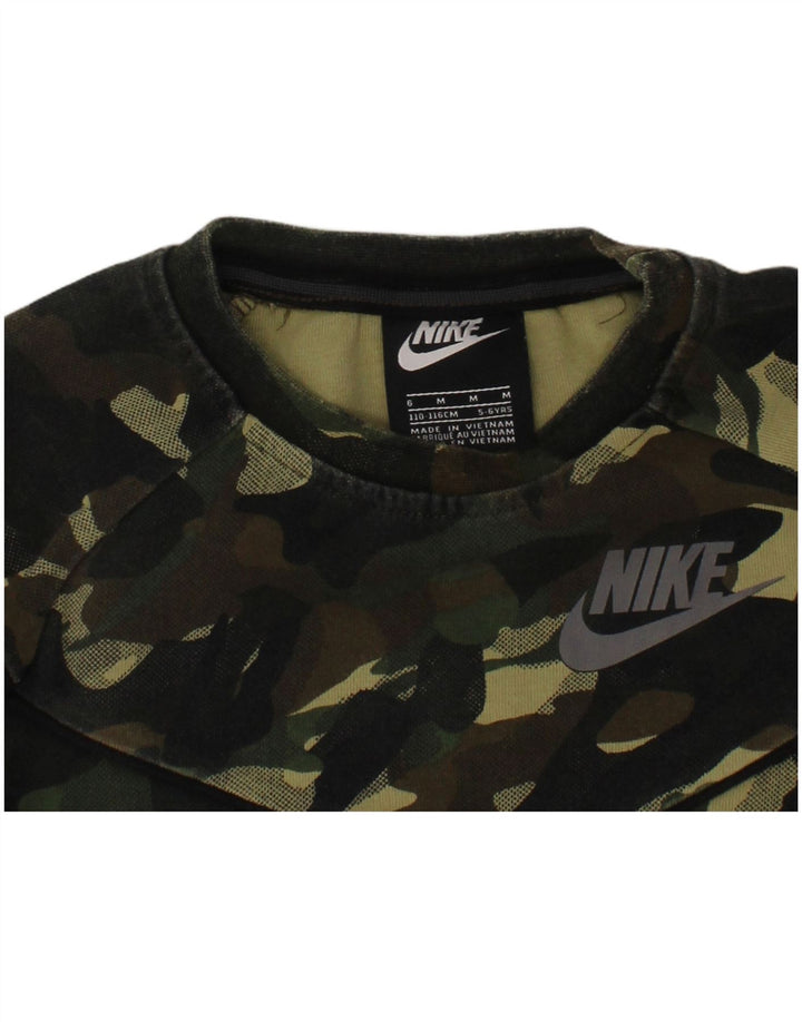 Pulover grafic pentru băieți NIKE 5-6 ani Camuflaj verde mediu