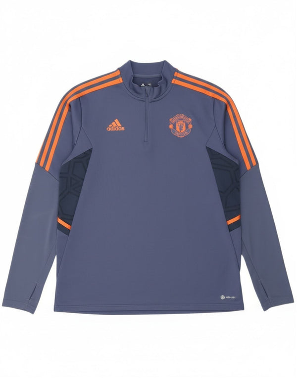 Adidas pentru bărbați Manchester United Pullover Trening Top Large Blue Colorblock