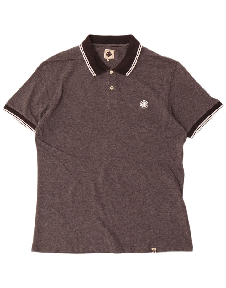 Tricou polo Pretty Green pentru bărbați, bumbac gri mediu