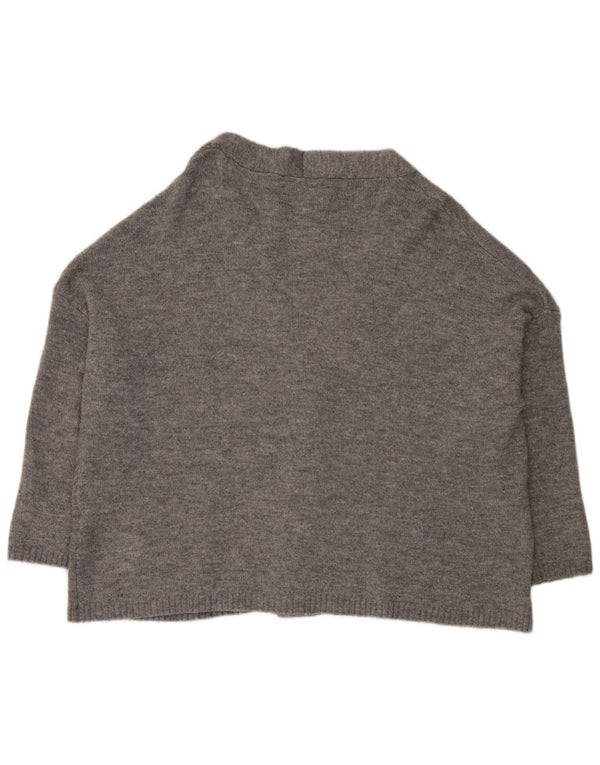 Pulover cardigan supradimensionat pentru femei Zara UK 14, gri mediu cu pete acrilice