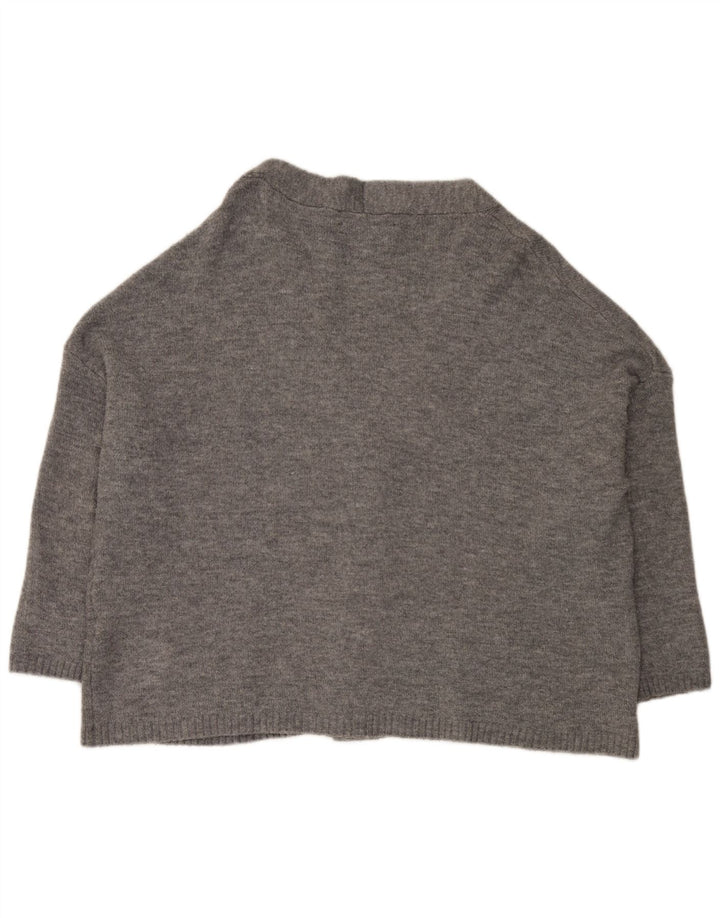 Pulover cardigan supradimensionat pentru femei Zara UK 14, gri mediu cu pete acrilice