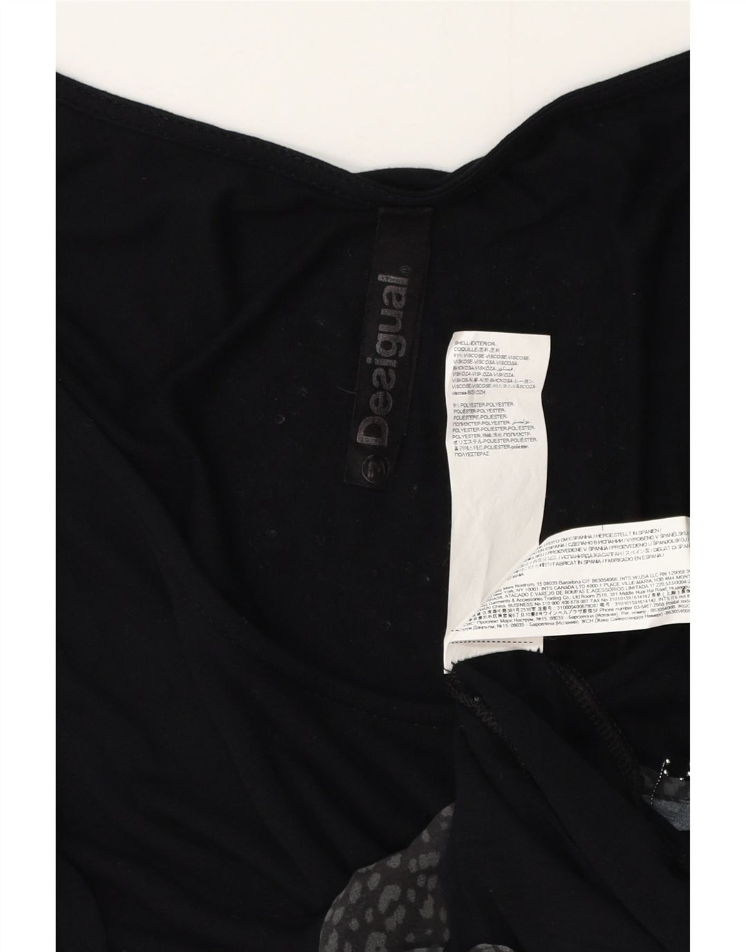 DESIGUAL Rochie A-Line cu mâneci 3/4 pentru femei UK 12 Medium Black Viscose