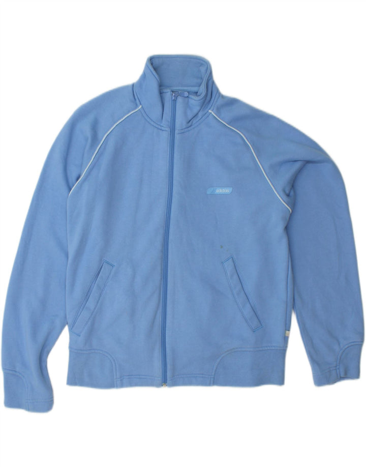 ADIDAS Womens Tracksuit Top Jacket UK 16 Large  Blue Cotton