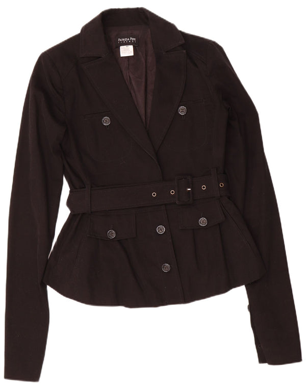 Patrizia Pepe Jachetă Blazer Femei 2 Nasturi IT 44 Bumbac Negru Mediu