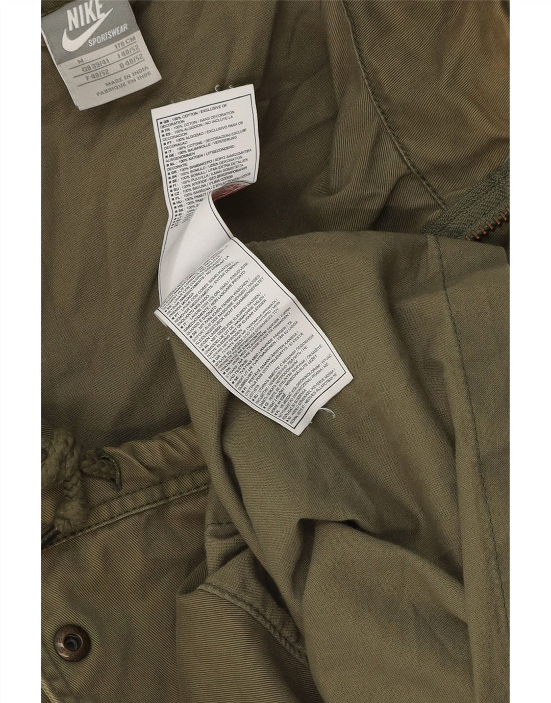 Jachetă parka cu glugă NIKE pentru bărbați UK 39/41 bumbac kaki mediu