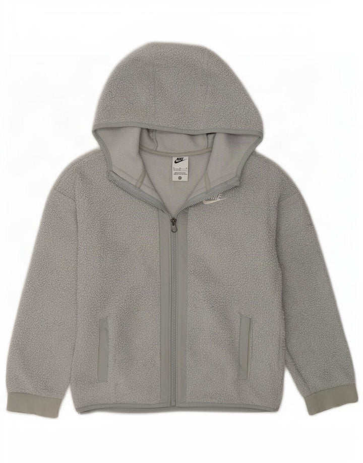 Jachetă fleece cu glugă Nike pentru băieți 11-12 ani, gri mediu, poliester