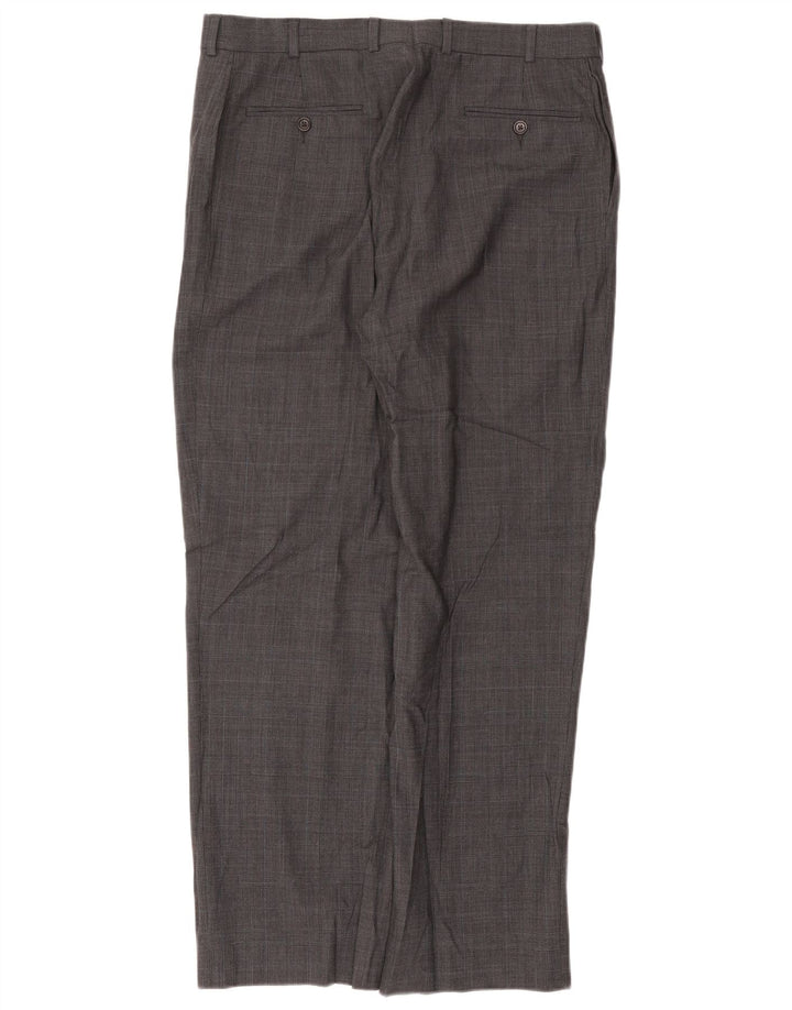 Pantaloni de costum drept bărbați Brooks Brothers 346 W36 L31, lână cu carouri gri