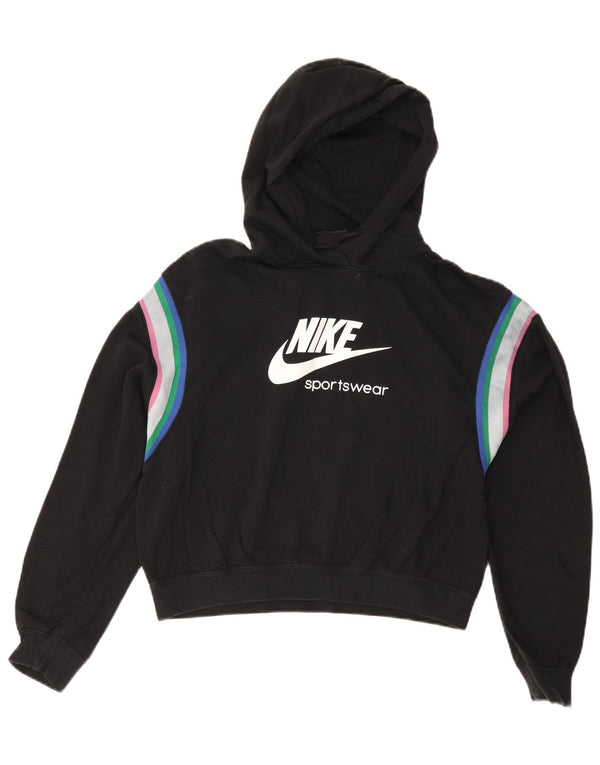 Jumper Nike Crop Oversized Hoodie pentru femei UK 10 Small Black Colorblock