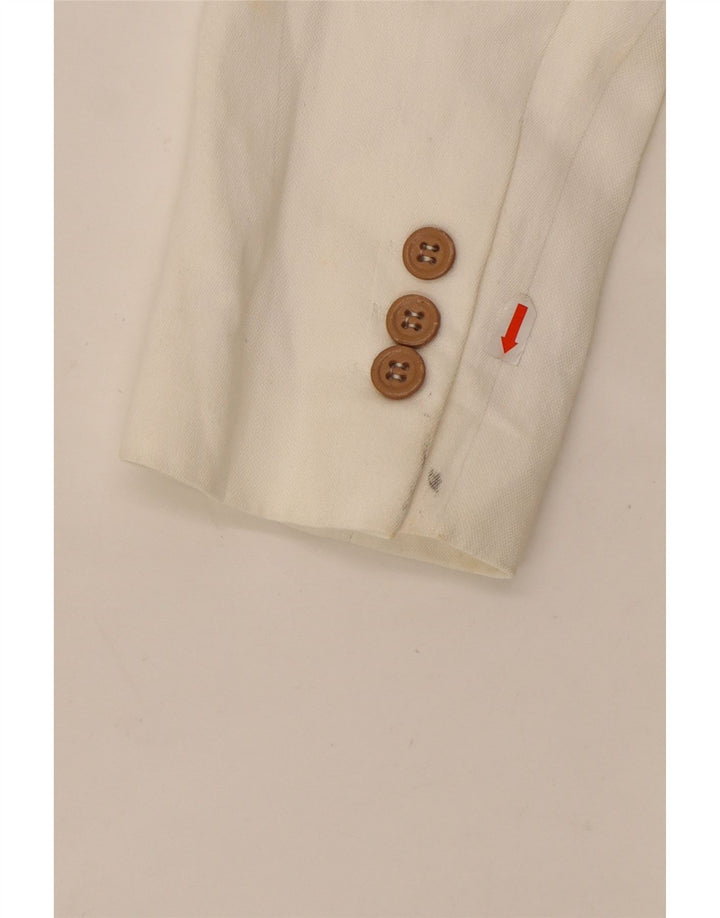 Jachetă Blazer pentru femei Zara cu 1 nasture UK 16, mare, albă, viscoză