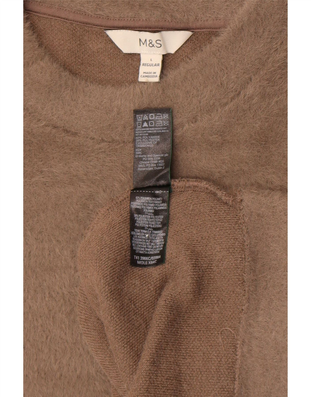Marks & Spencer Pulover supradimensionat pentru femei cu gâtul turnat UK 16 Large Bej